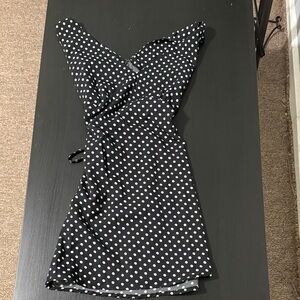 Black and White Polka Dot Wrap Dress